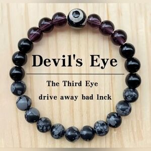 Evil Eye Black and Purple Beaded Bracelet